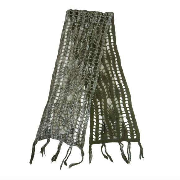 SETE DI JAIPUR paint tipped crochet scarf w fringe - Picture 3 of 5